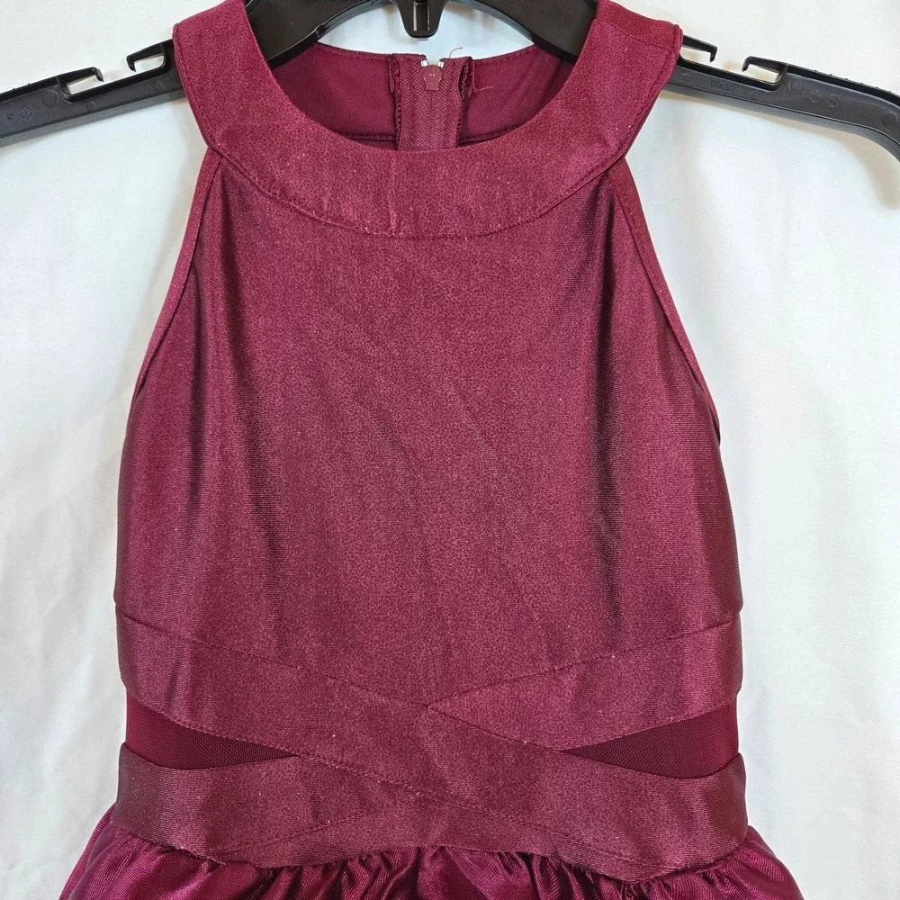 Love‎ Nickie Lew Girls Mikado Burgundy Tiered High-low Sleeveless Party Dress 7